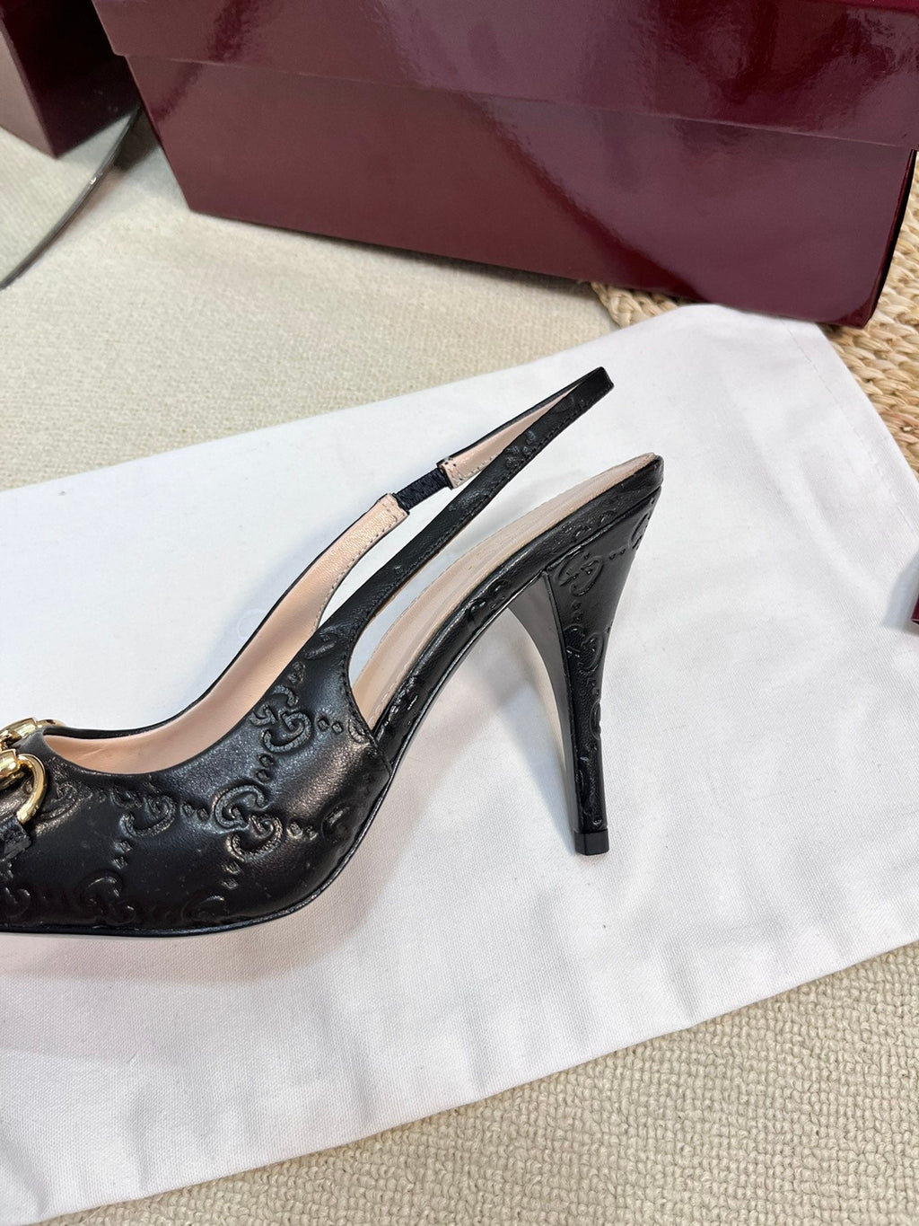 GC Horsebit Slingback Pump 100mm Embossed Sheepskin