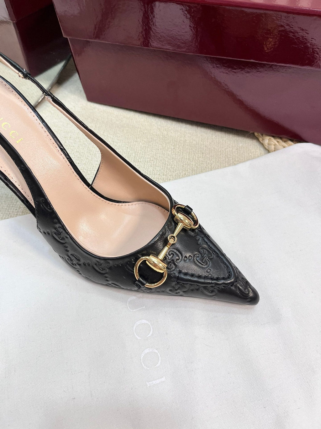 GC Horsebit Slingback Pump 100mm Embossed Sheepskin