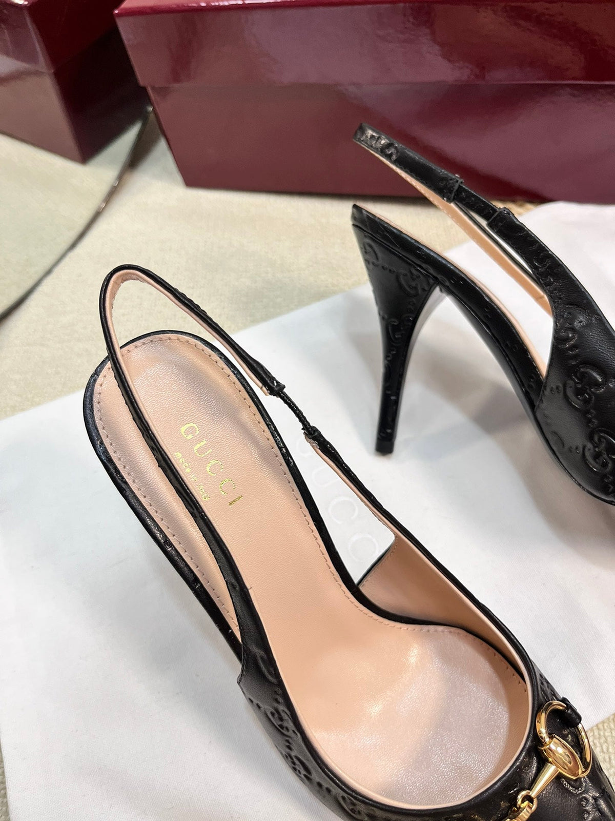 GC Horsebit Slingback Pump 100mm Embossed Sheepskin