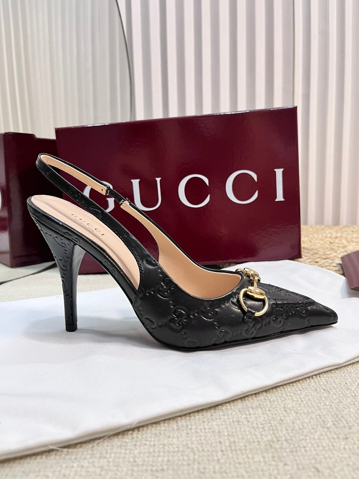 GC Horsebit Slingback Pump 100mm Embossed Sheepskin