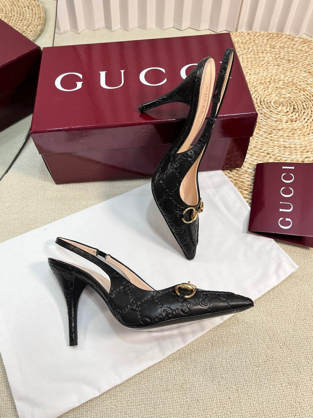 GC Horsebit Slingback Pump 100mm Embossed Sheepskin