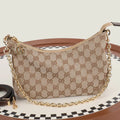 Gi 2026 Lady Lunetta Chain Shoulder Bag Brown Canvas Leather