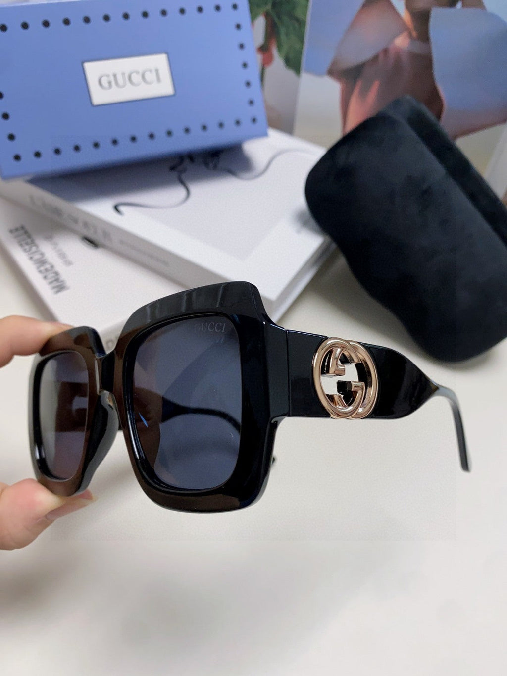 SQUARE FRAME SUNGLASSES GG0178S IN ACETATE EMBOSSED LOGO