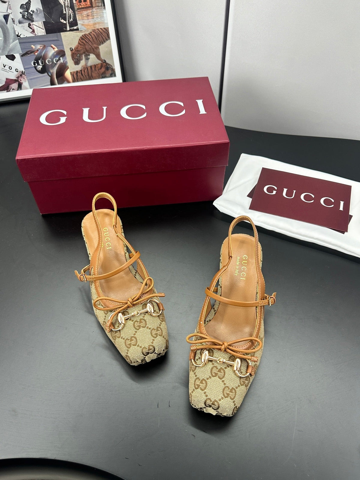 Gi 26s Horsebit Slingback 2.5cm Beige Canvas 688319