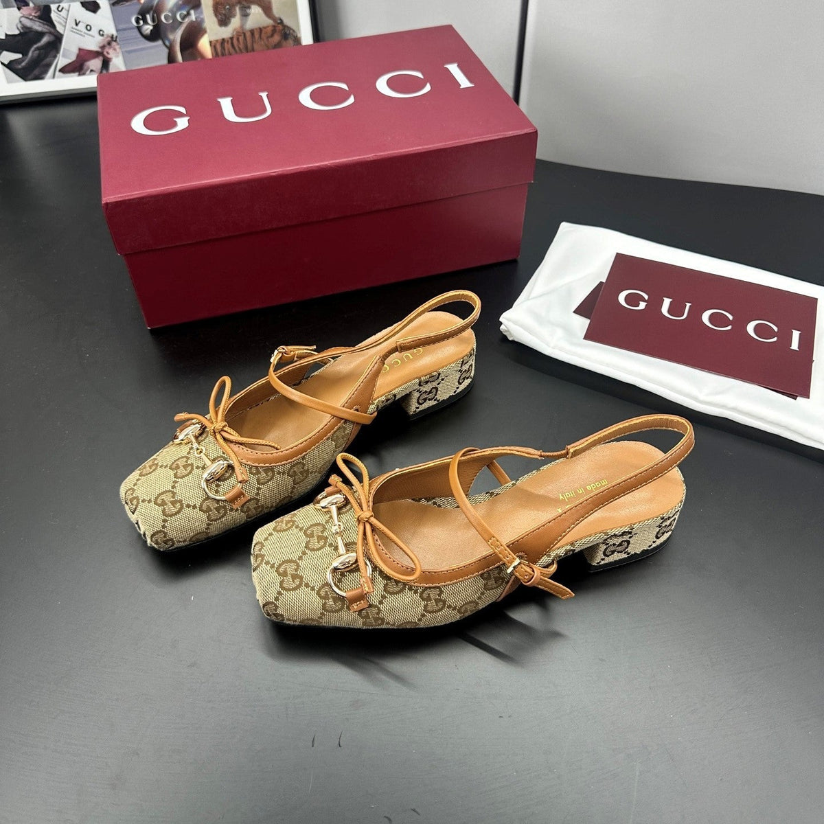 Gi 26s Horsebit Slingback 2.5cm Beige Canvas 688319