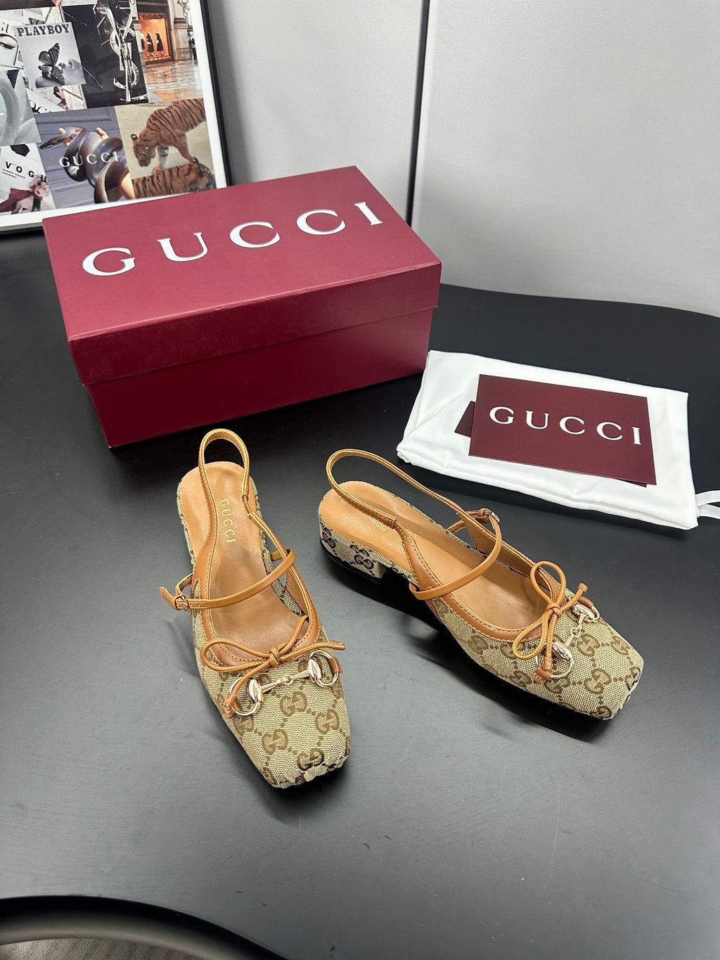Gi 26s Horsebit Slingback 2.5cm Beige Canvas 688319