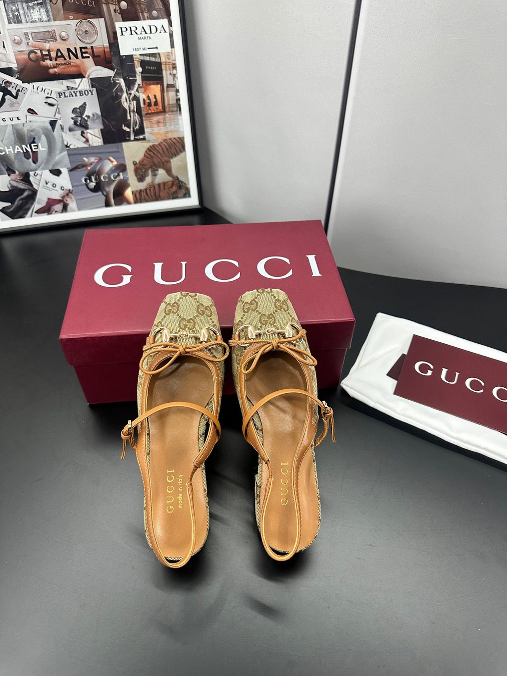 Gi 26s Horsebit Slingback 2.5cm Beige Canvas 688319