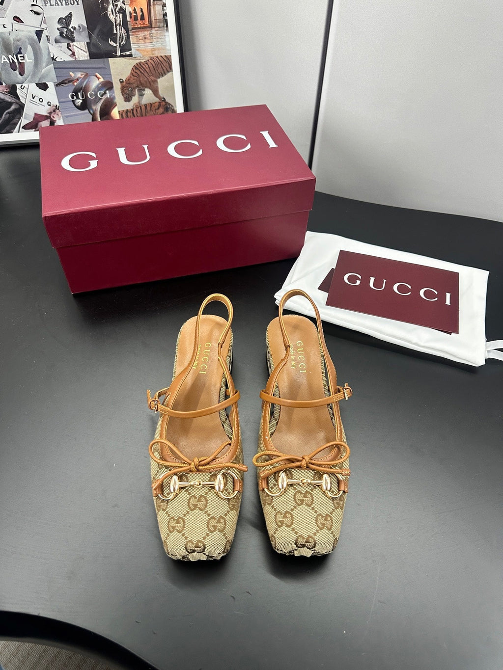 Gi 26s Horsebit Slingback 2.5cm Beige Canvas 688319