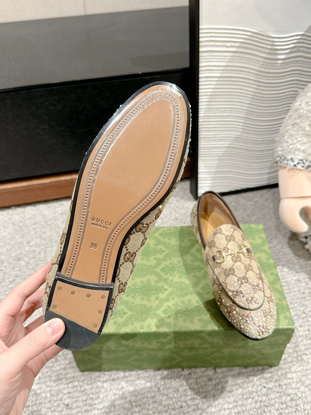 Horsebit Jordaan Loafer Canvas Crystal-Embellished