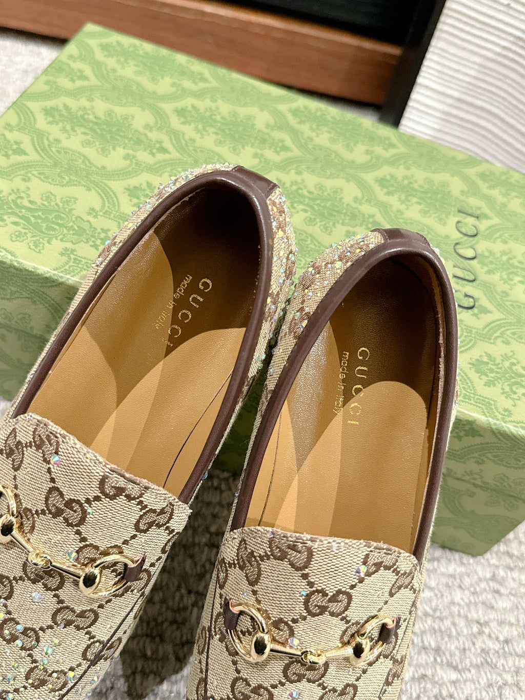 Horsebit Jordaan Loafer Canvas Crystal-Embellished