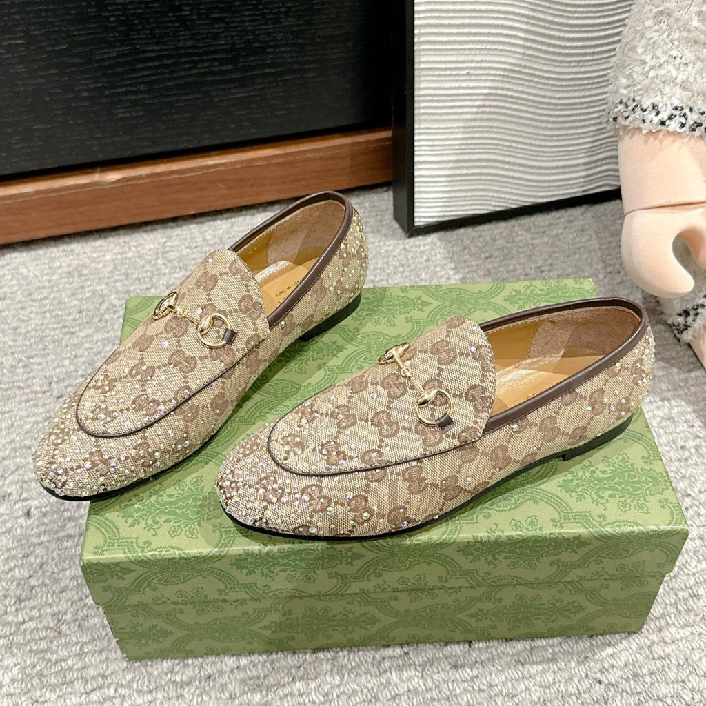 Horsebit Jordaan Loafer Canvas Crystal-Embellished