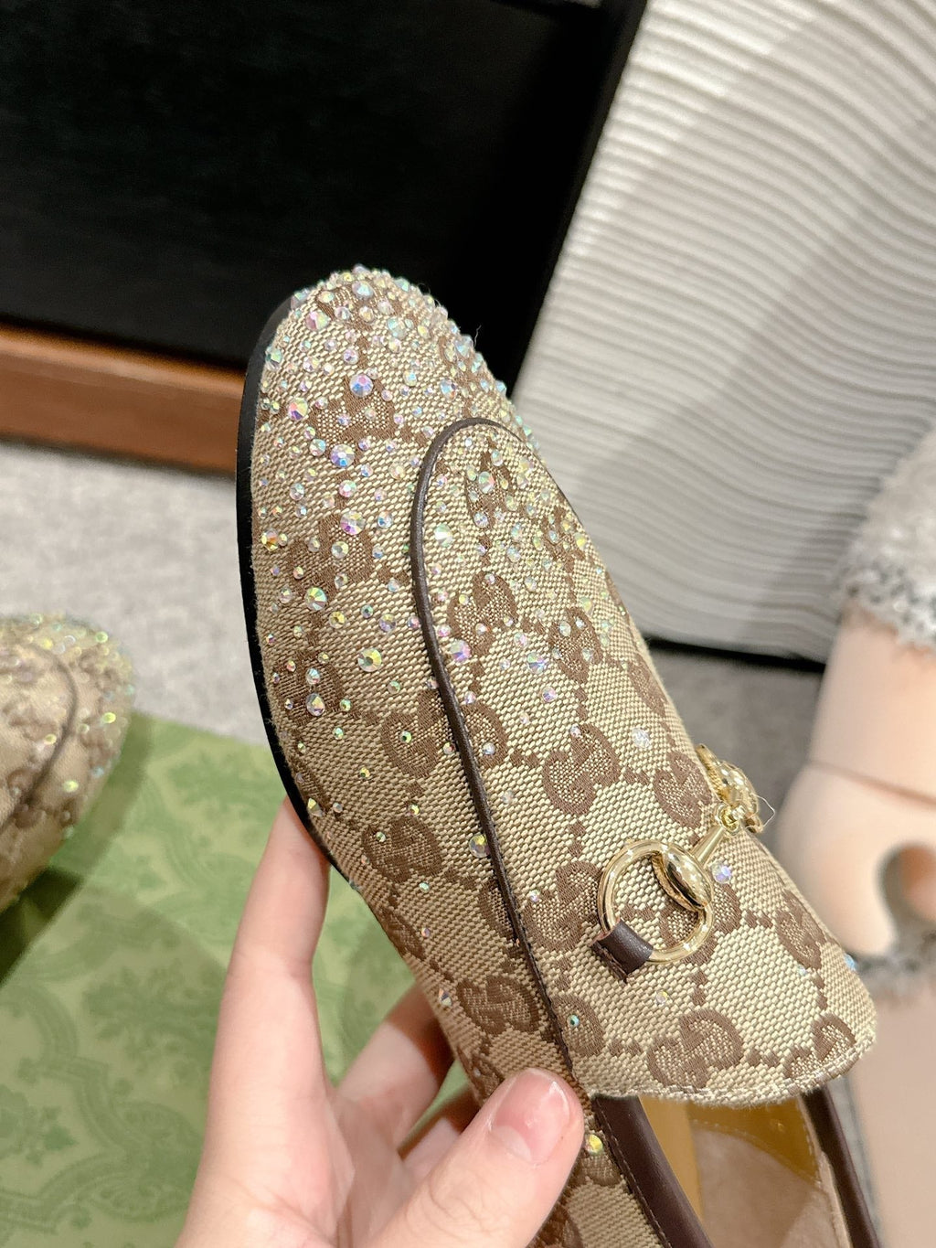 Horsebit Jordaan Loafer Canvas Crystal-Embellished