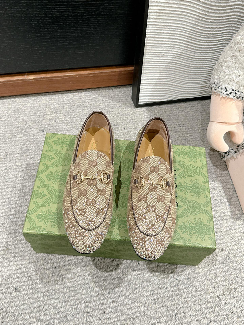 Horsebit Jordaan Loafer Canvas Crystal-Embellished