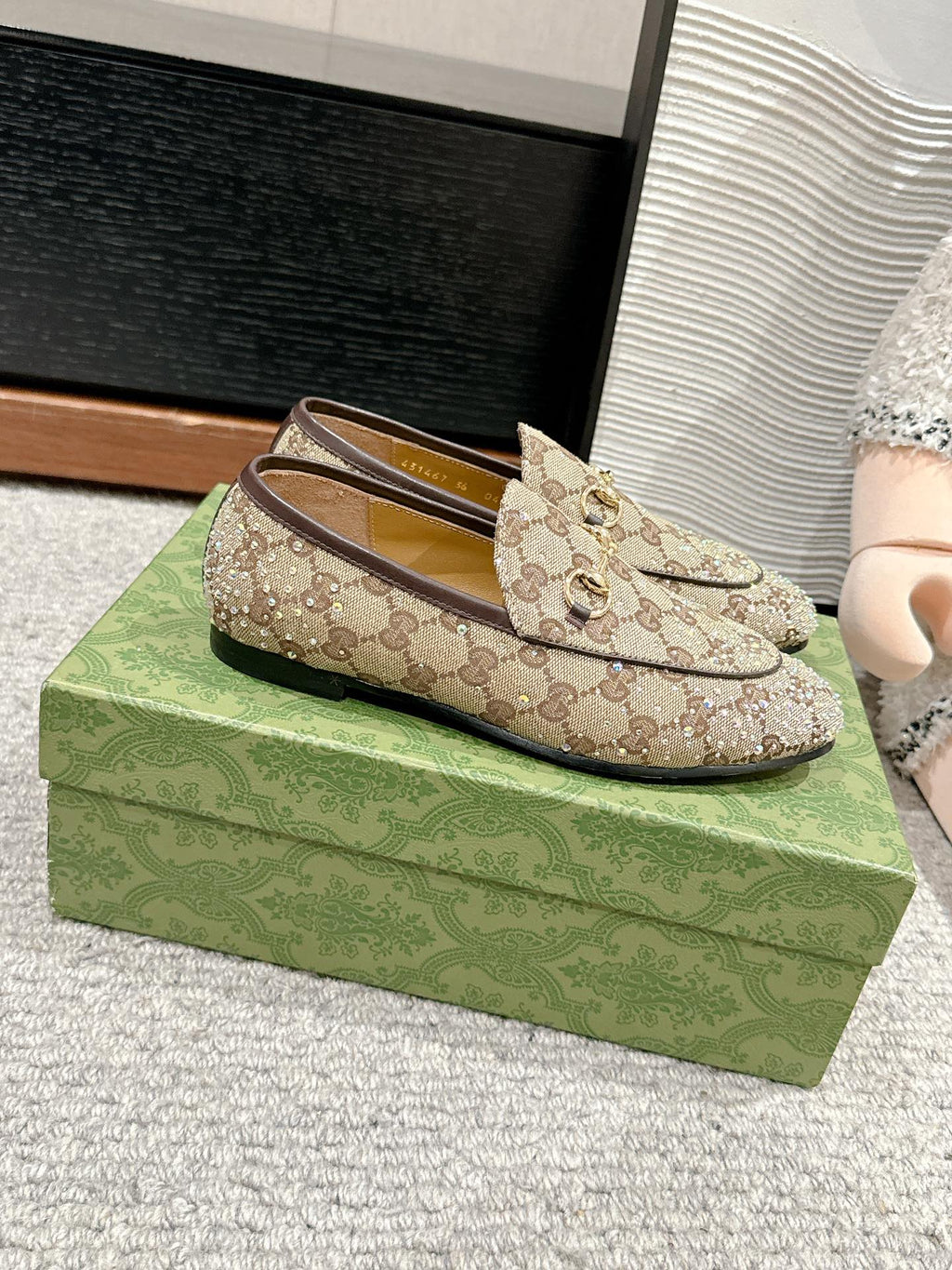 Horsebit Jordaan Loafer Canvas Crystal-Embellished