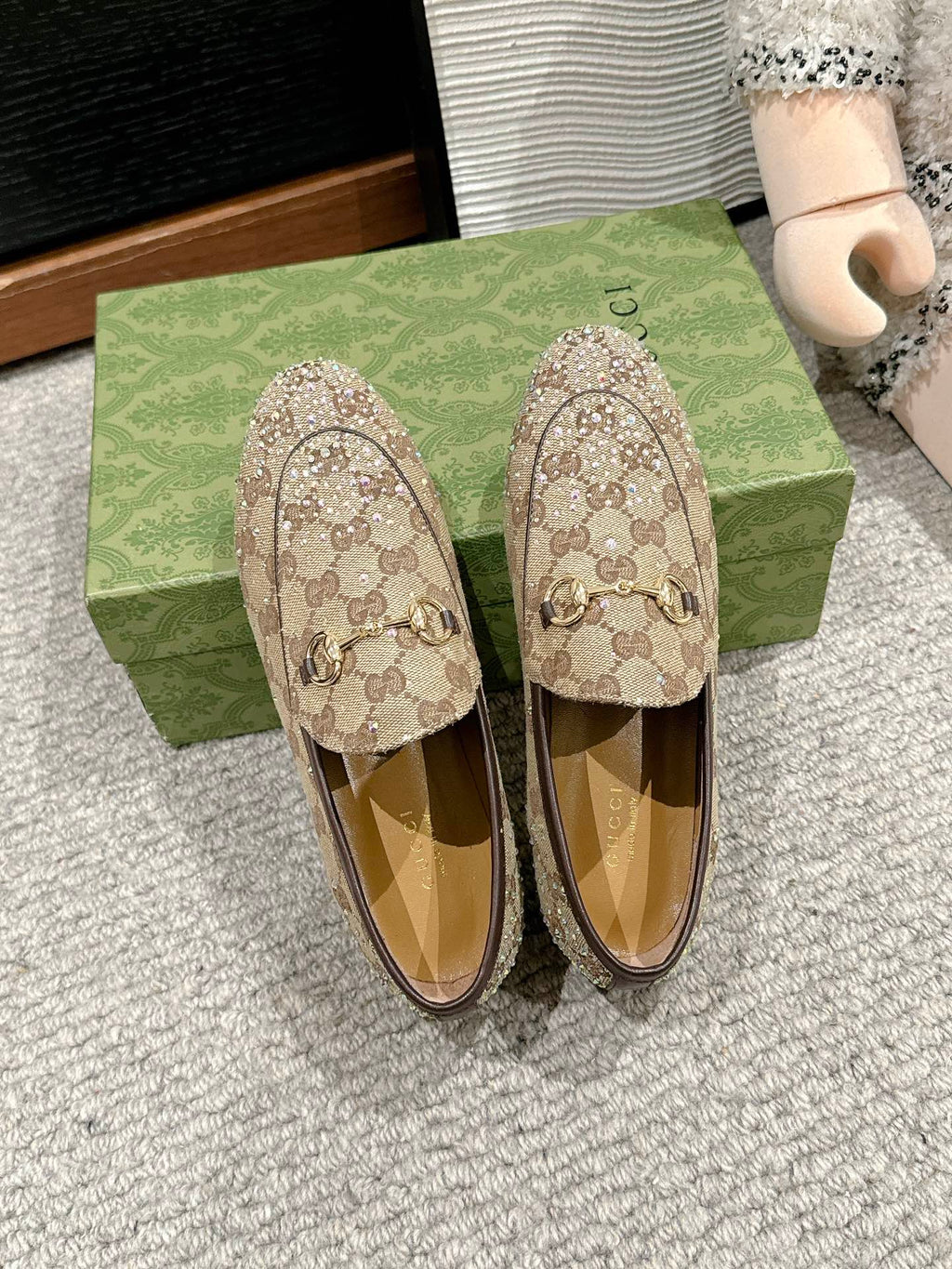 Horsebit Jordaan Loafer Canvas Crystal-Embellished