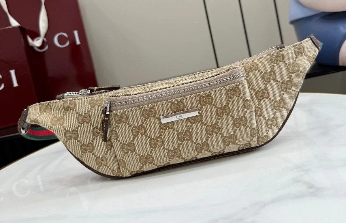 Gi 2026 Flatpack Belt Bag 20cm Sand mix Brown Canvas Leather