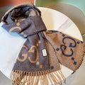 Gi JACQUARD PATTERN KNIT SCARF 195 CM WITH TASSELS PIGEON BLUE 403745
