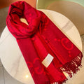 Gi JACQUARD PATTERN KNIT SCARF 195 CM WITH TASSELS CHERRY RED 403746