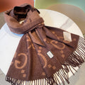 Gi JACQUARD PATTERN KNIT SCARF 195 CM WITH TASSELS CHESTNUT BROWN 403749