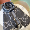 Gi JACQUARD PATTERN KNIT SCARF 195 CM WITH TASSELS MOUSE GRAY 403750