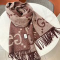 Gi JACQUARD PATTERN KNIT SCARF 195 CM WITH TASSELS UMBER BROWN 403751