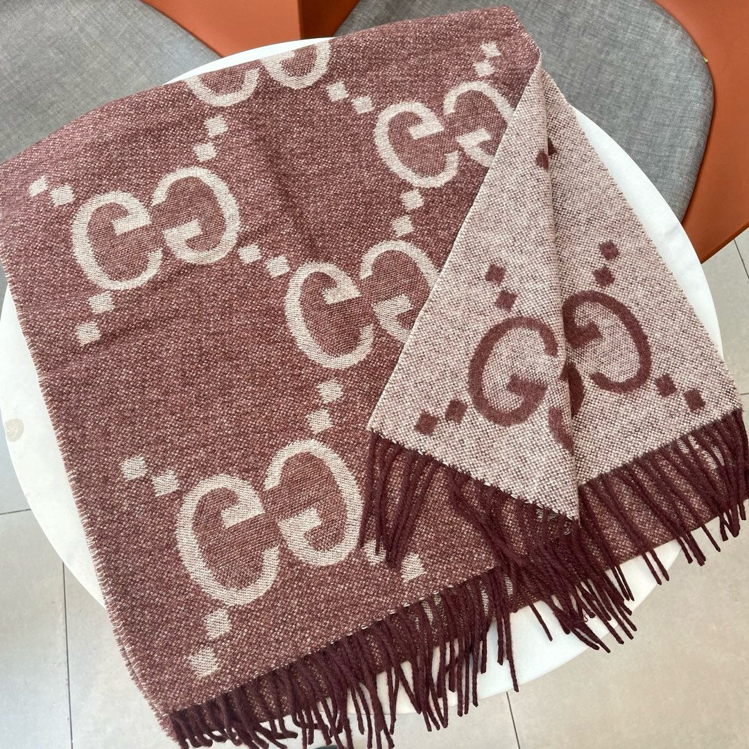 Gi JACQUARD PATTERN KNIT SCARF 195 CM WITH TASSELS UMBER BROWN 403751