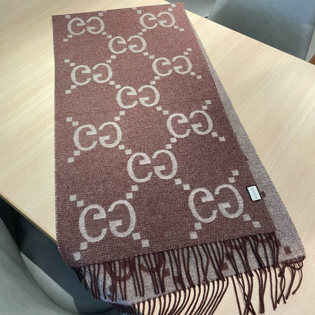 Gi JACQUARD PATTERN KNIT SCARF 195 CM WITH TASSELS UMBER BROWN 403751