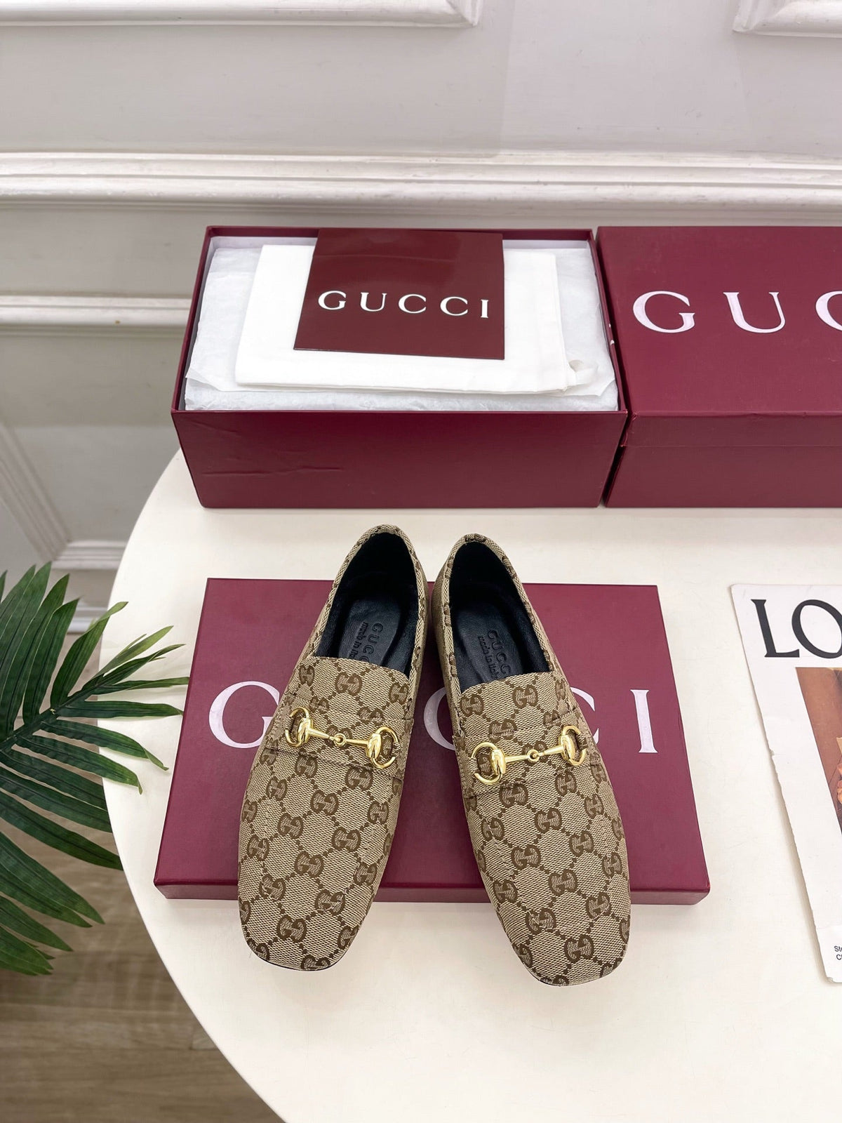 Gi 26s Loafer With Horsebit Brown Beige Canvas 640289