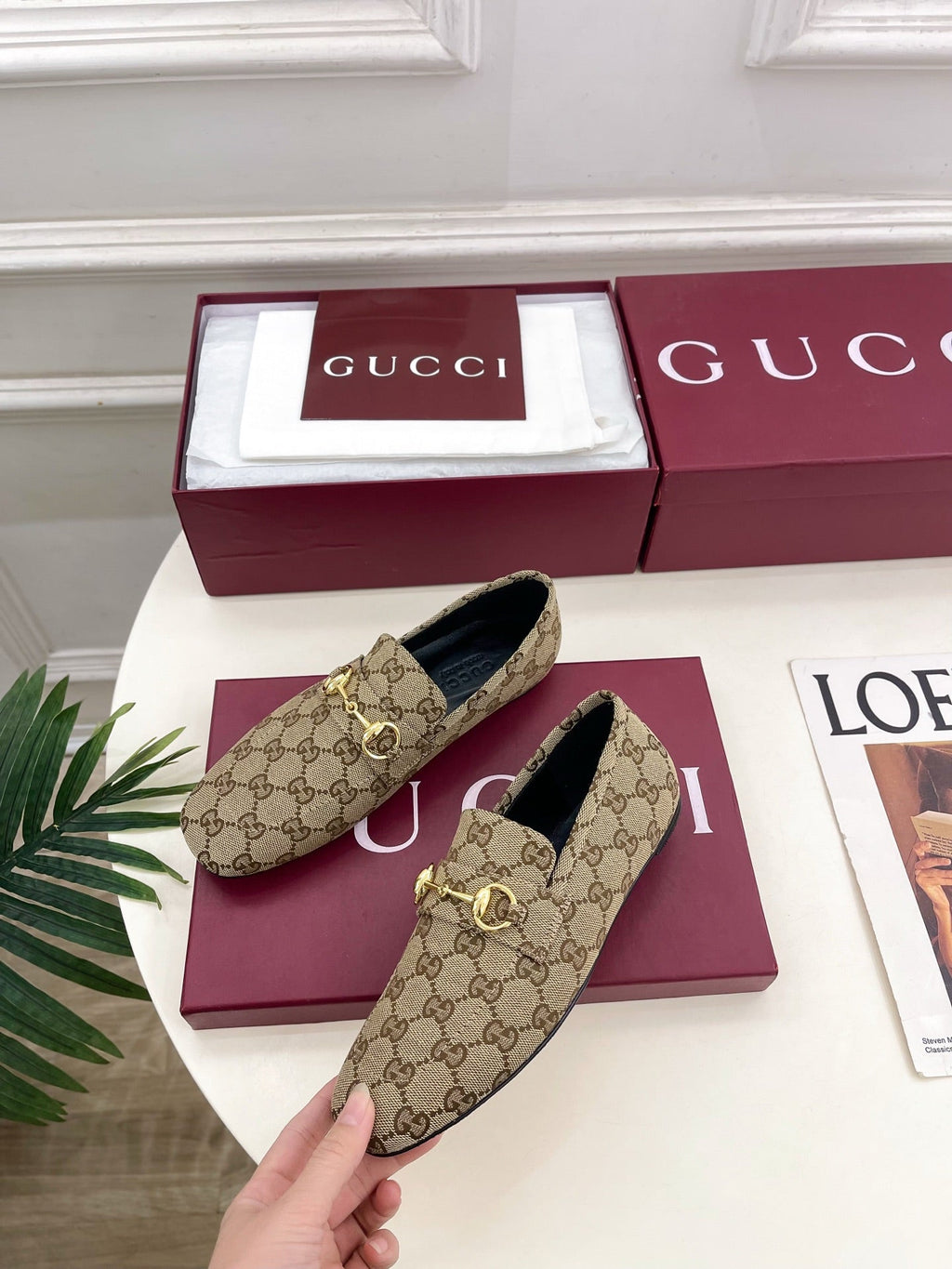 Gi 26s Loafer With Horsebit Brown Beige Canvas 640289
