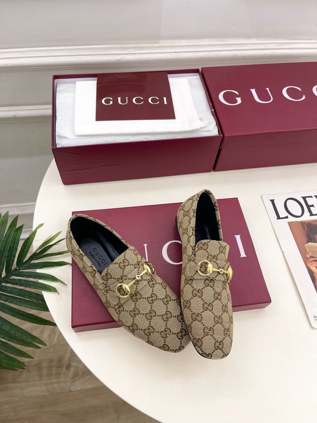 Gi 26s Loafer With Horsebit Brown Beige Canvas 640289