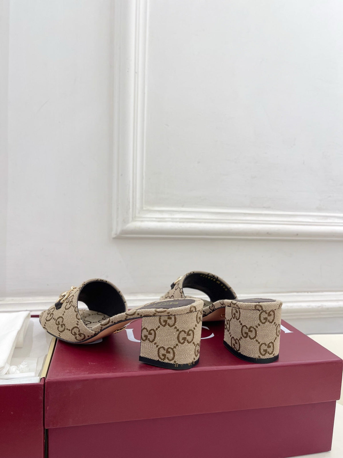 Gi 26s Slide Sandal 5.5cm With Horsebit Brown Beige Canvas 640299