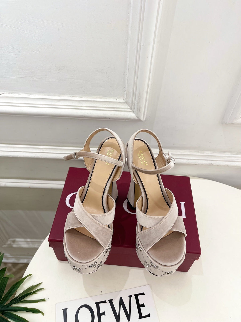 Gi Janaya Platform Sandals 15.5cm Pale Taupe Suede 891839