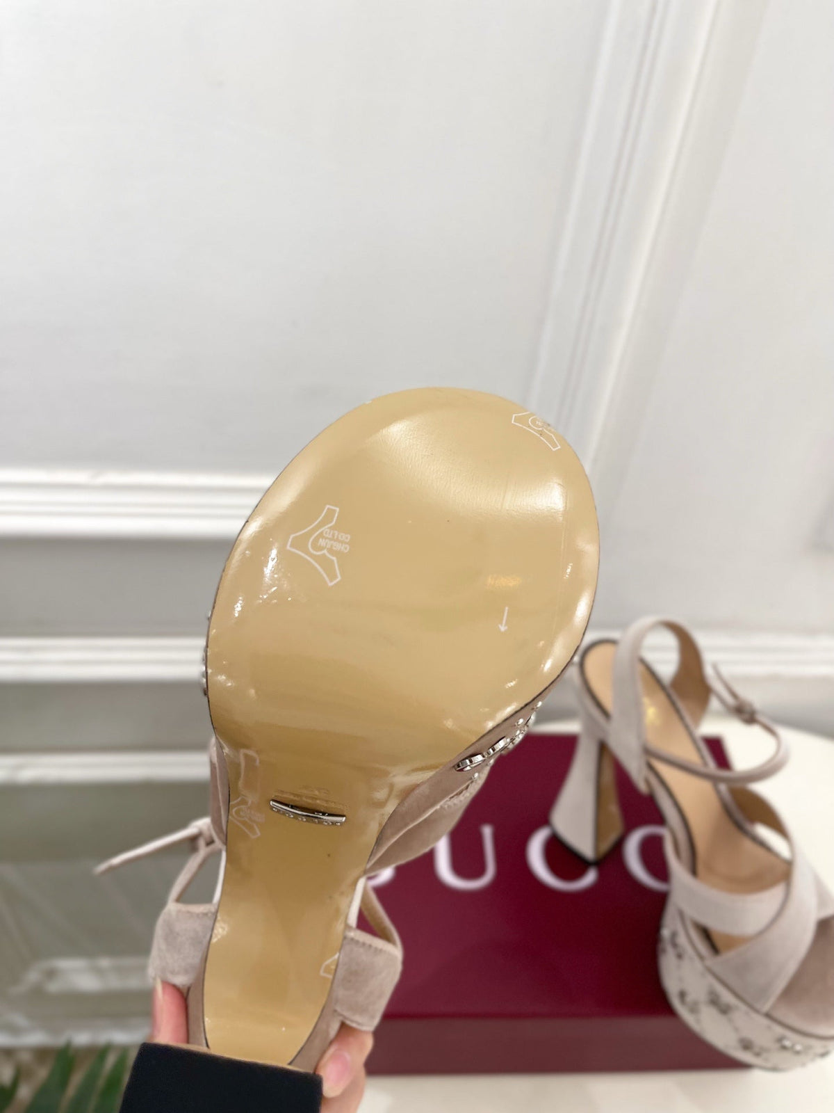 Gi Janaya Platform Sandals 15.5cm Pale Taupe Suede 891839
