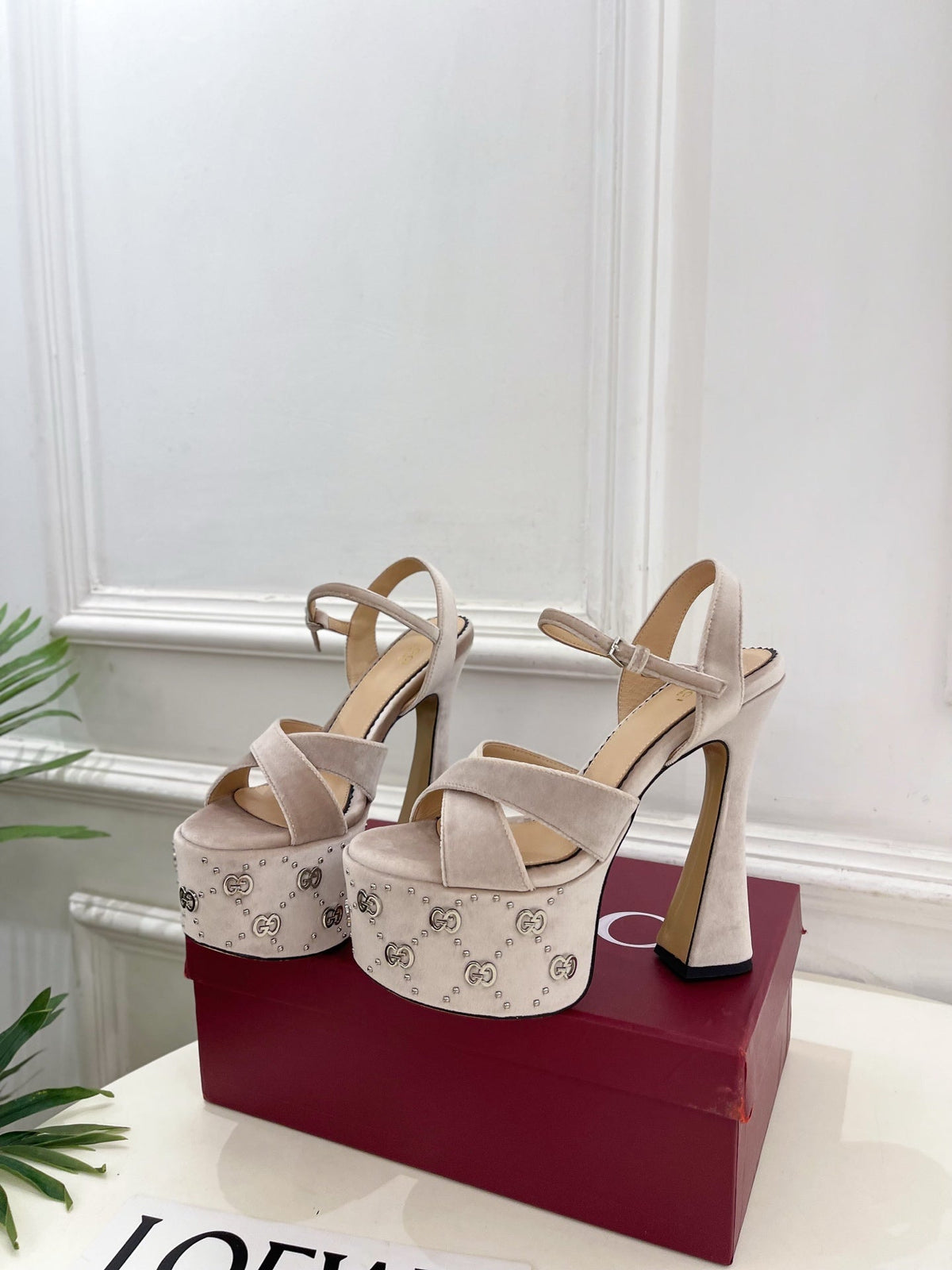 Gi Janaya Platform Sandals 15.5cm Pale Taupe Suede 891839