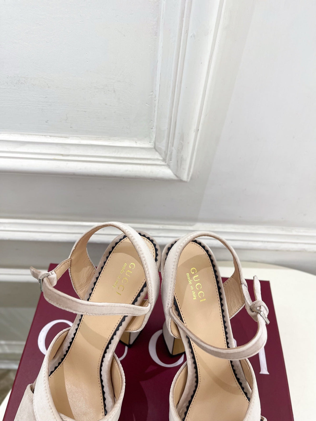 Gi Janaya Platform Sandals 15.5cm Pale Taupe Suede 891839