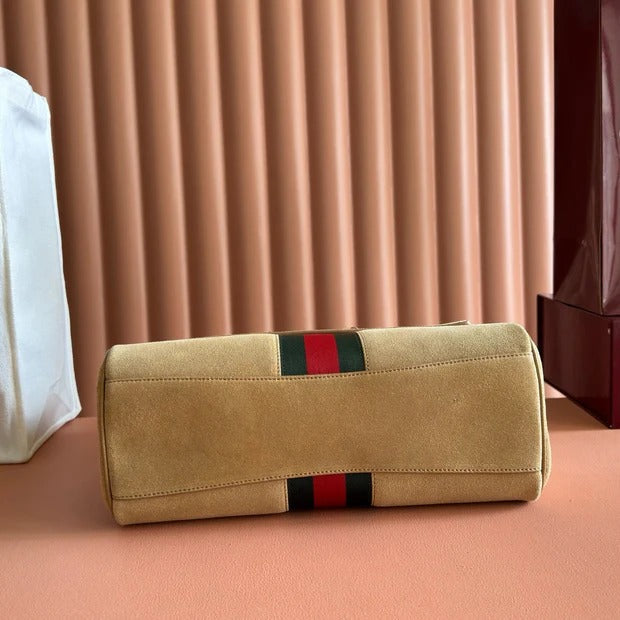 Gi 2026 Paparazzo Shoulder Bag 30cm Beige Red Green Suede Leather