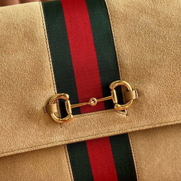 Gi 2026 Paparazzo Shoulder Bag 30cm Beige Red Green Suede Leather