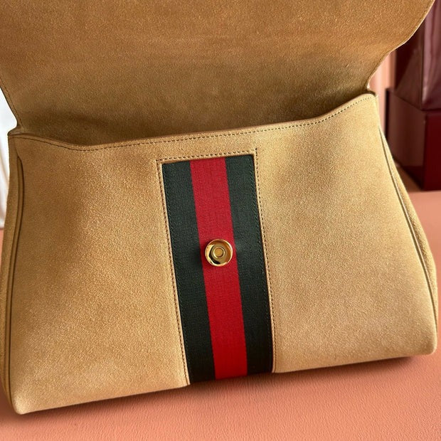 Gi 2026 Paparazzo Shoulder Bag 30cm Beige Red Green Suede Leather