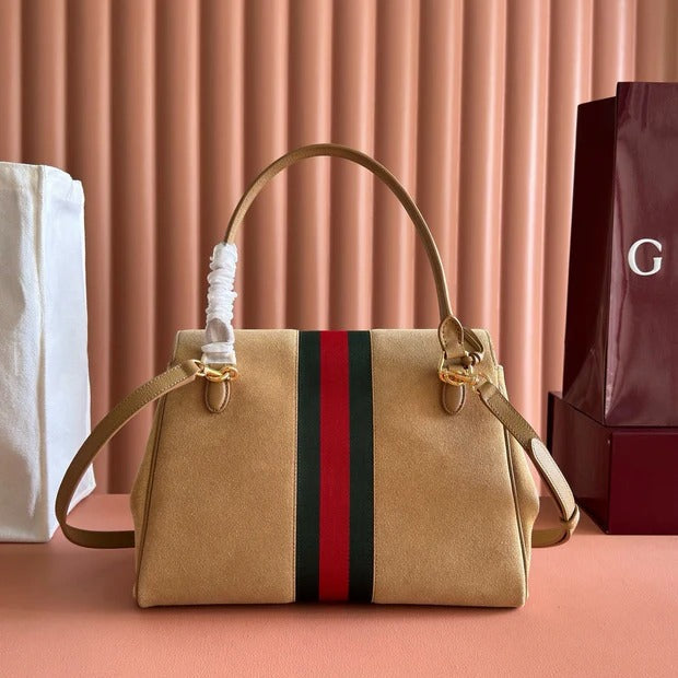Gi 2026 Paparazzo Shoulder Bag 30cm Beige Red Green Suede Leather
