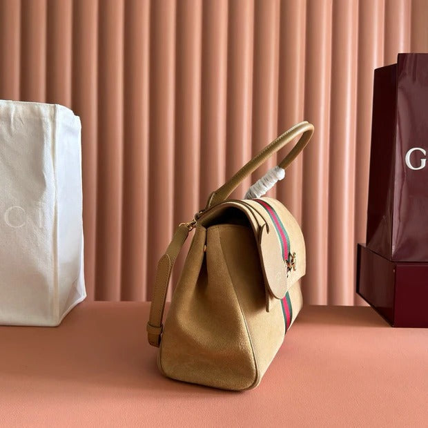 Gi 2026 Paparazzo Shoulder Bag 30cm Beige Red Green Suede Leather