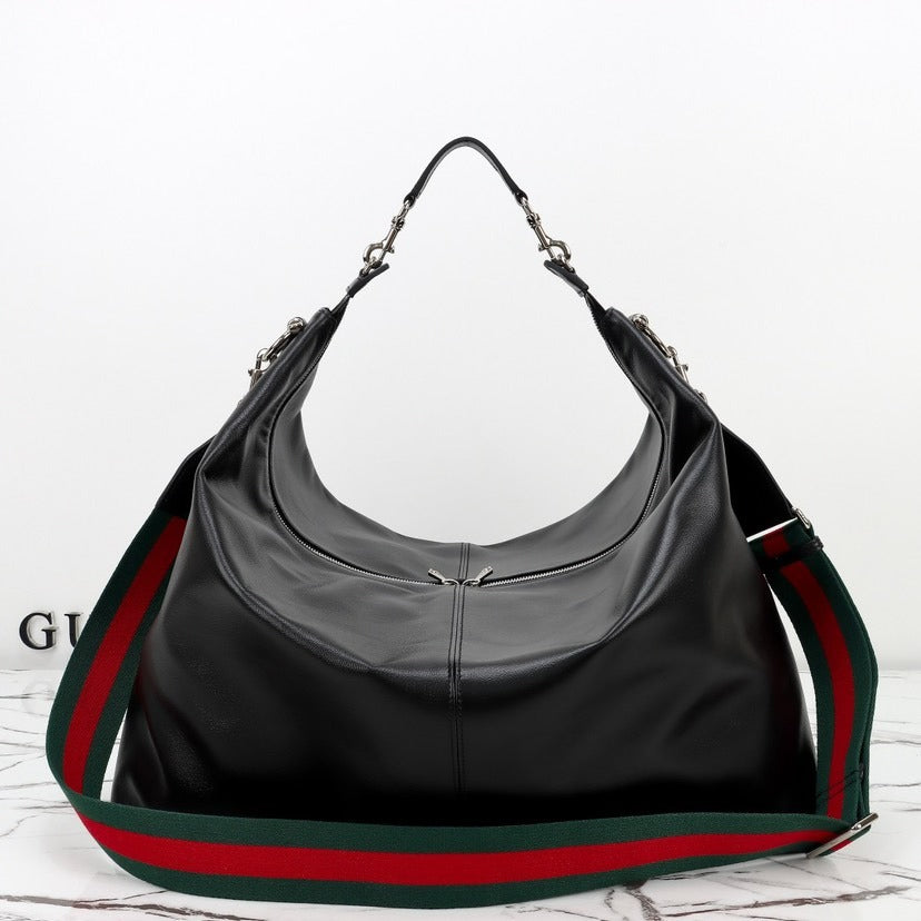 Gi Brera Large Crossbody Bag Black Lambskin (45/33cm)