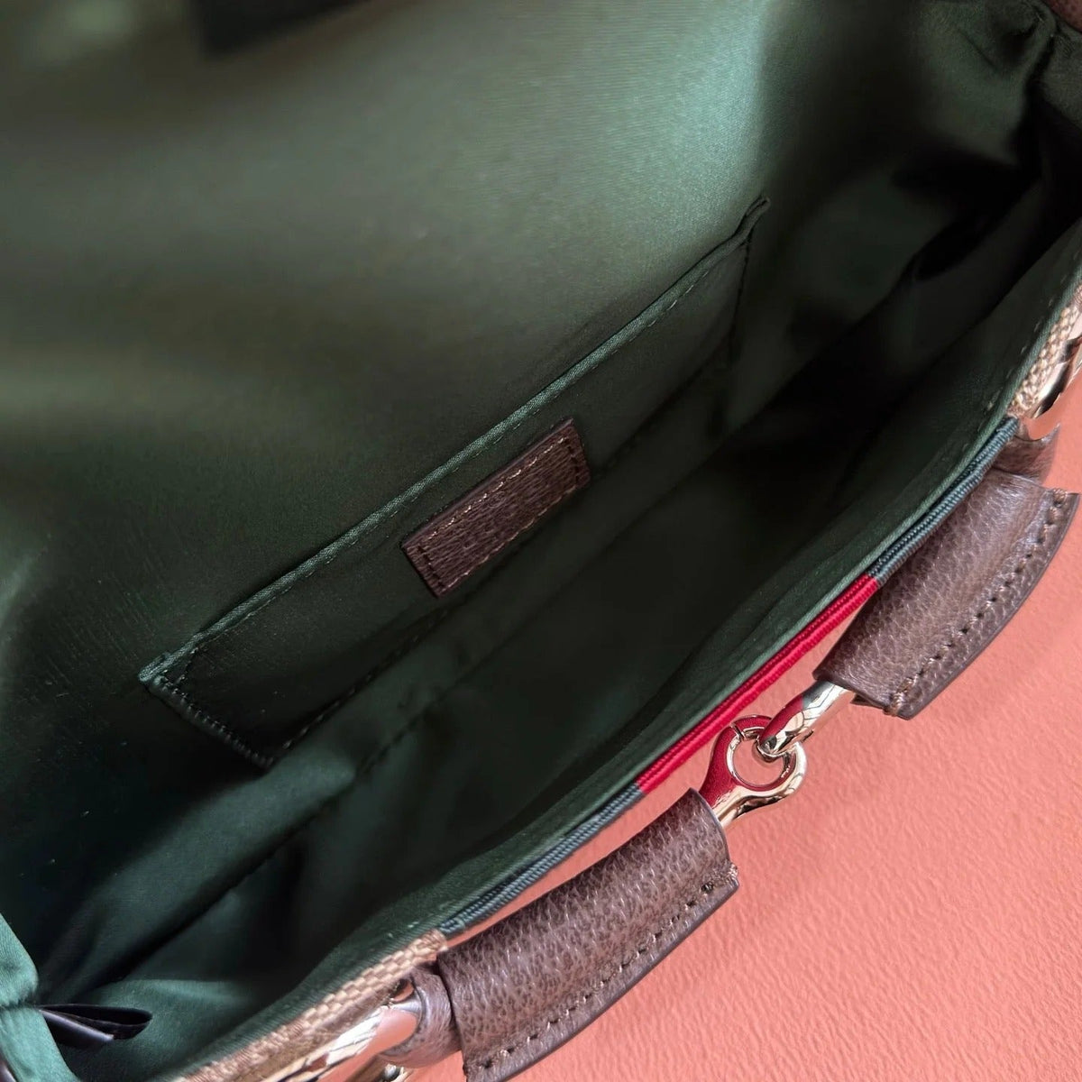 Gi 2026 Horsebit Chain Shoulder Bag 27cm Beige Red Green Canvas Leather