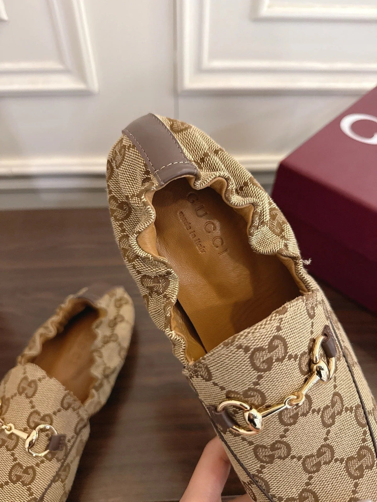 Gi 26SS Loafers Beige Brown Monogram Canvas Leather 645954