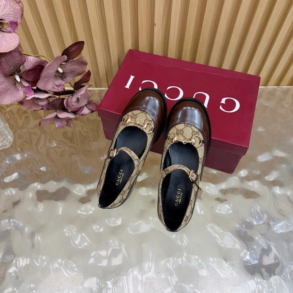 Gi 26 Slip-on Brown Beige Sheepskin Double G Denim 589460