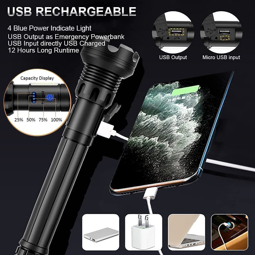 🔦 60% OFF! 🎉 90000 Lumen Rechargeable Flashlight – Extreme Brightness, Waterproof & Long Battery Life 📦