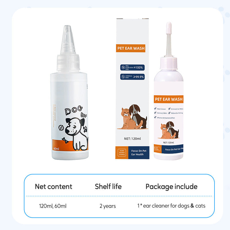 ✨ Pet Ear Cleaner - Gentle Formula with Soothing Aloe for Dogs & Cats, Prevents Infections & Odor 🌿👂