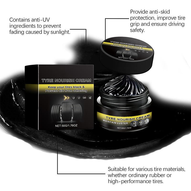 ✨ Tire wax – restores black gloss, blocks UV, repels dirt. Easy & quick!
