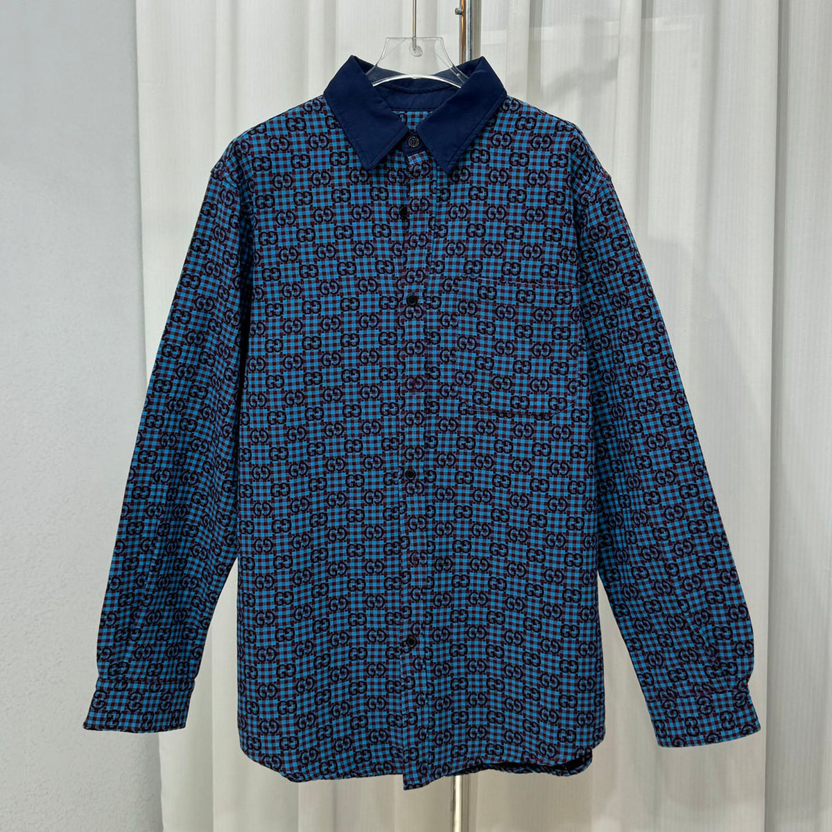 G-pattern Jacquard Cotton-Linen Long-Sleeve Shirt