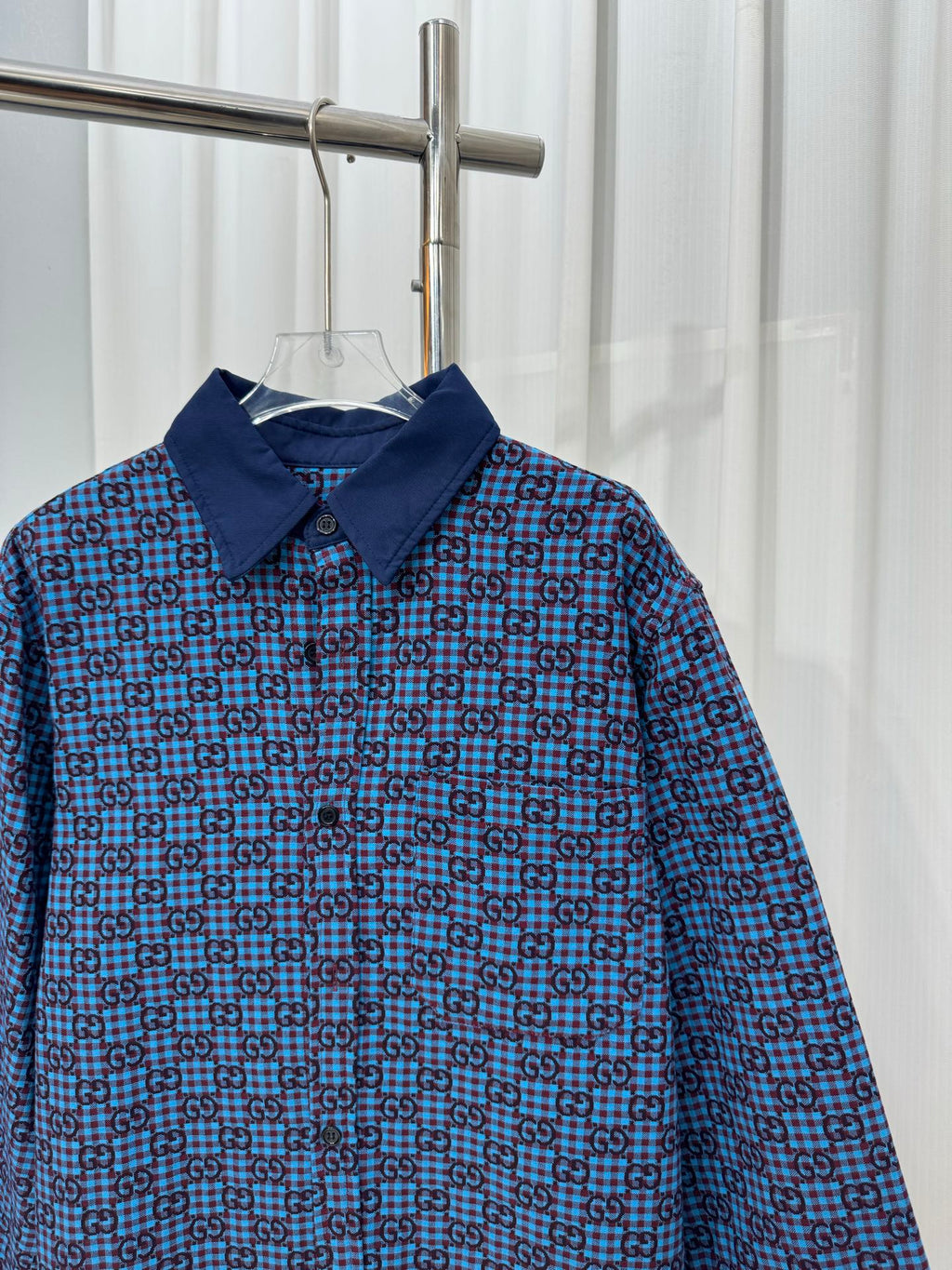 G-pattern Jacquard Cotton-Linen Long-Sleeve Shirt