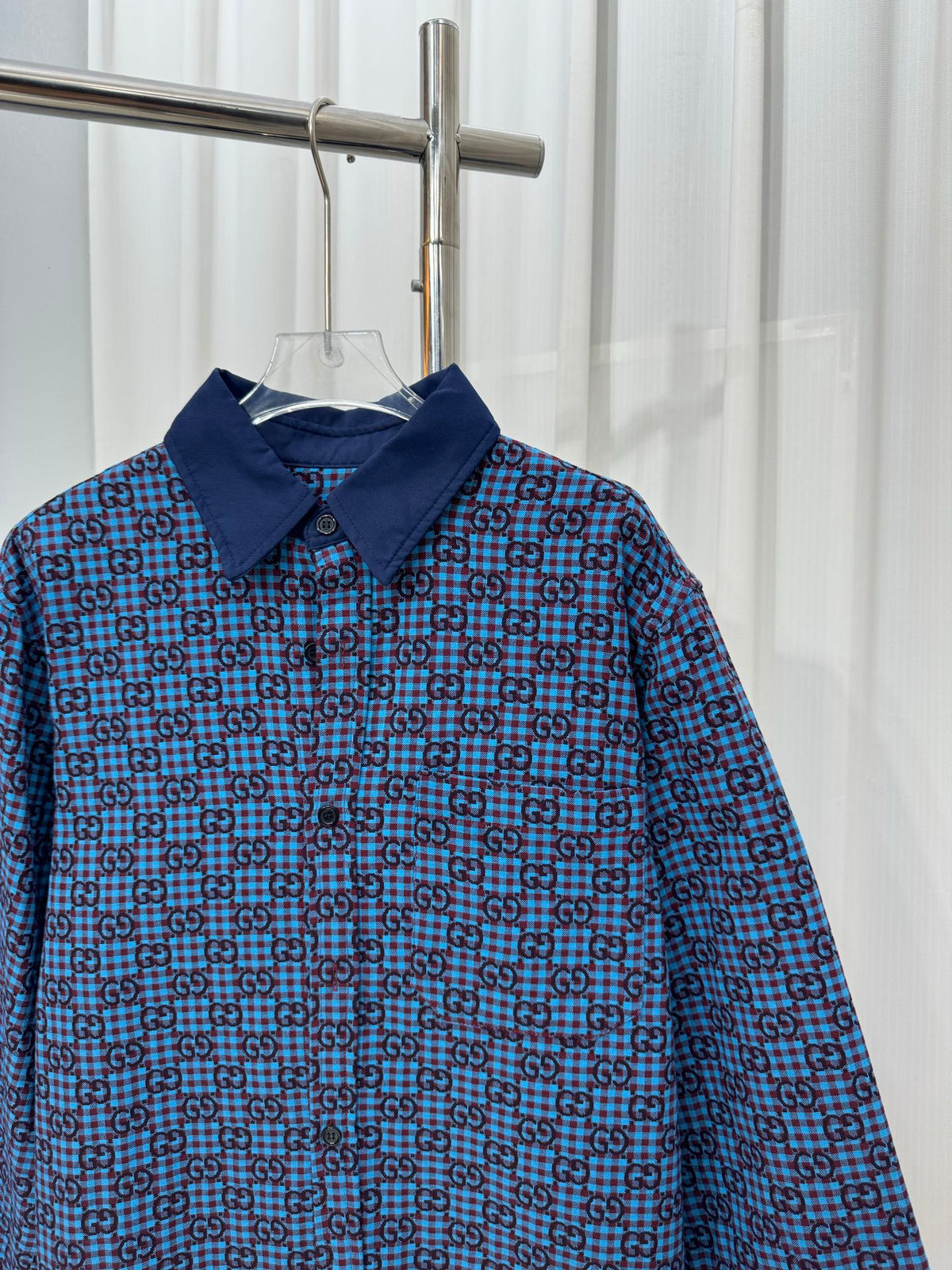 G-pattern Jacquard Cotton-Linen Long-Sleeve Shirt